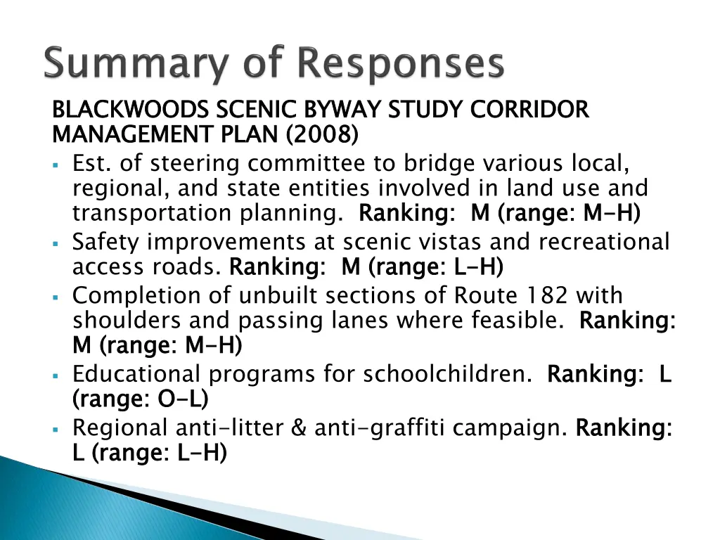 blackwoods scenic byway study corridor management