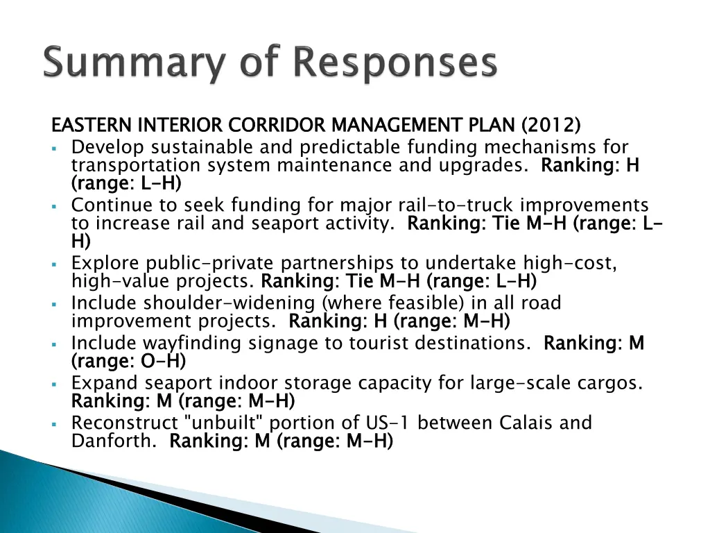 eastern interior corridor management plan 2012