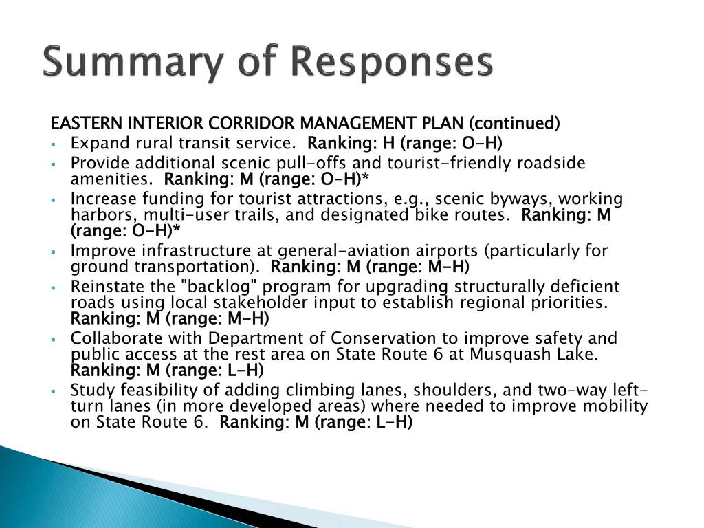 eastern interior corridor management plan