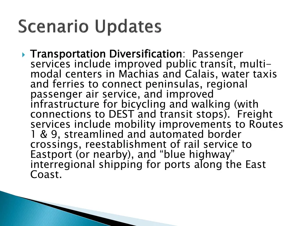 transportation diversification services include