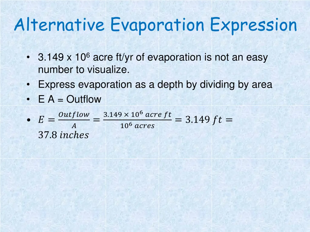 alternative evaporation expression