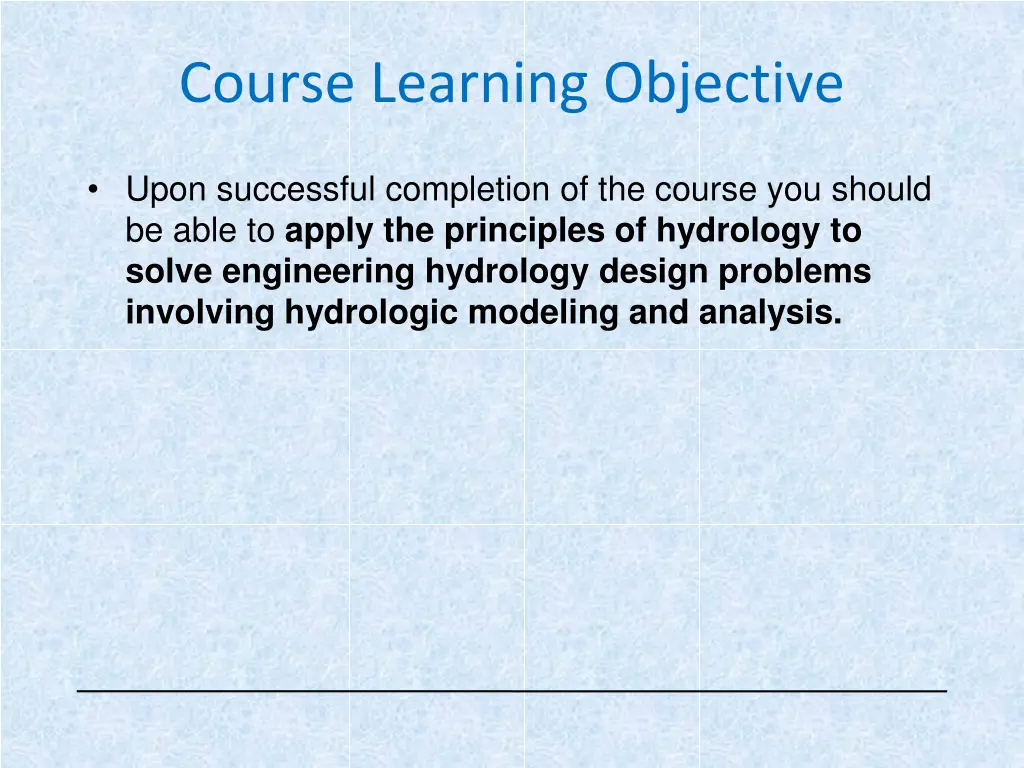 course learning objective