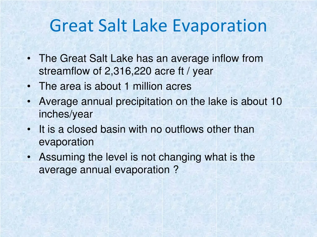 great salt lake evaporation