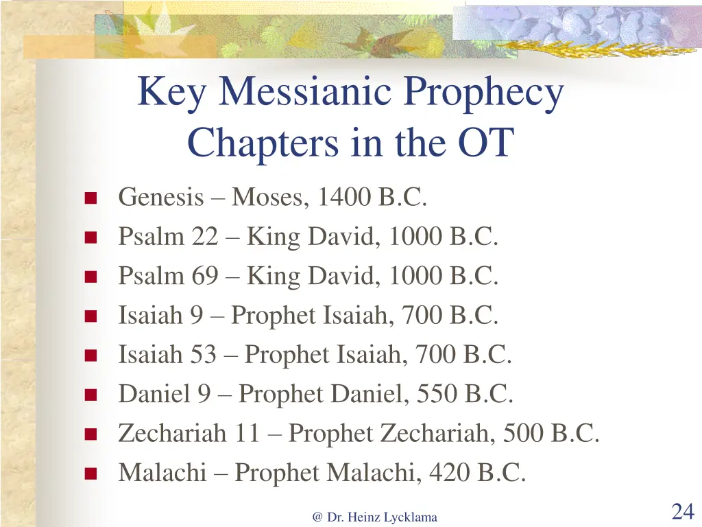 key messianic prophecy chapters in the ot