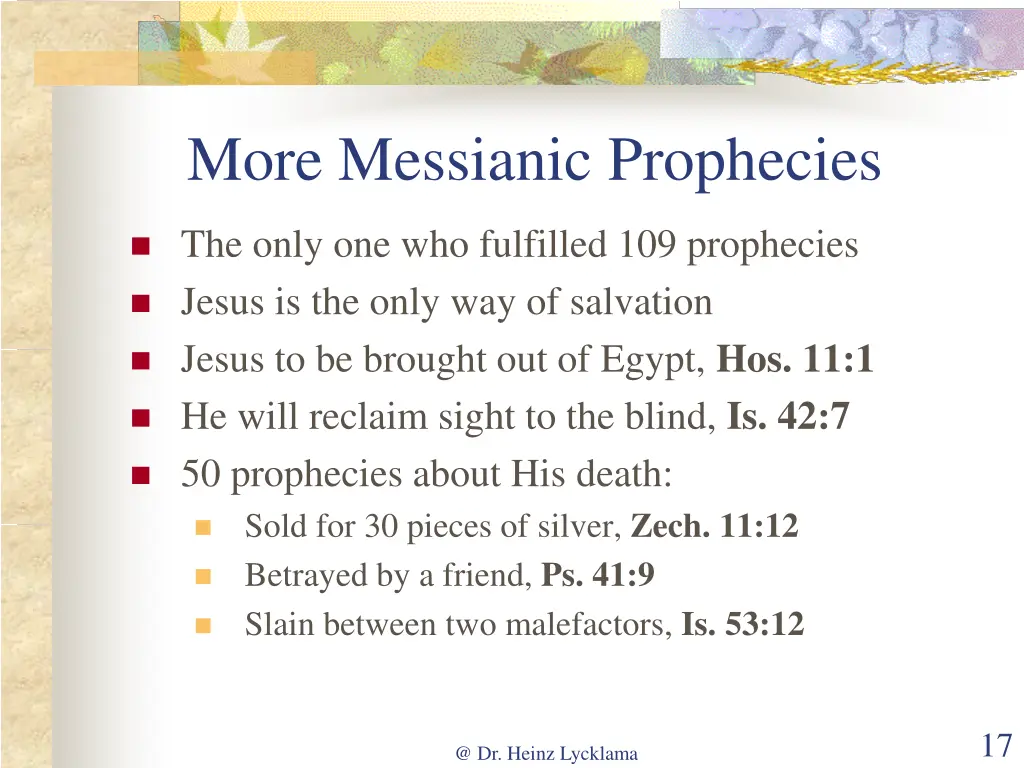 more messianic prophecies