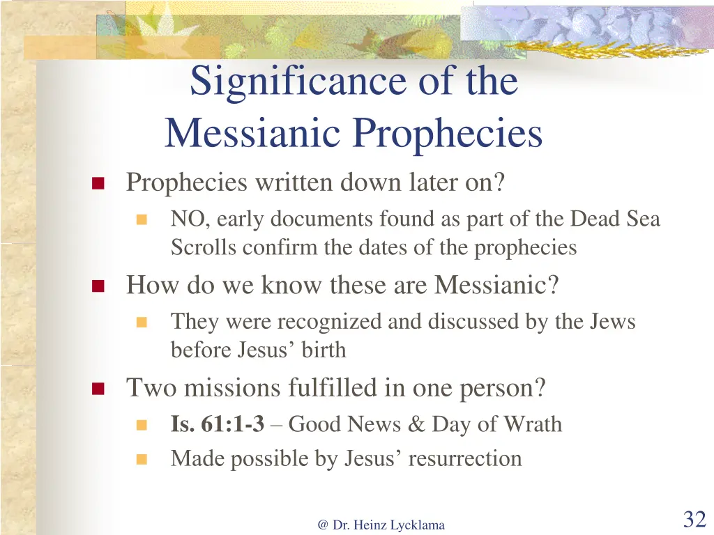 significance of the messianic prophecies