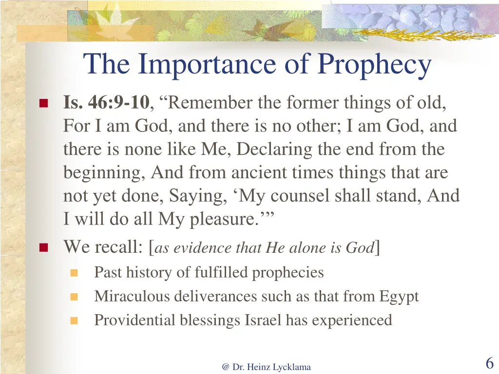 the importance of prophecy