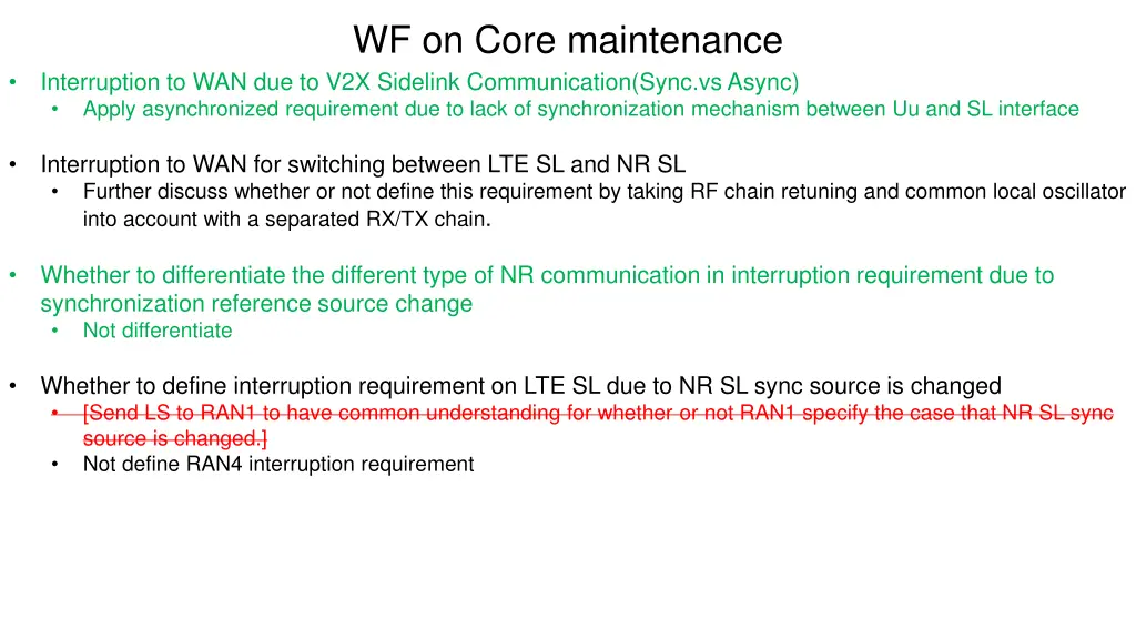 wf on core maintenance