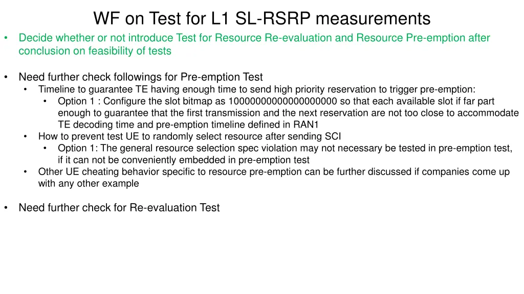 wf on test for l1 sl rsrp measurements decide