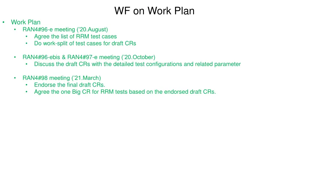 wf on work plan