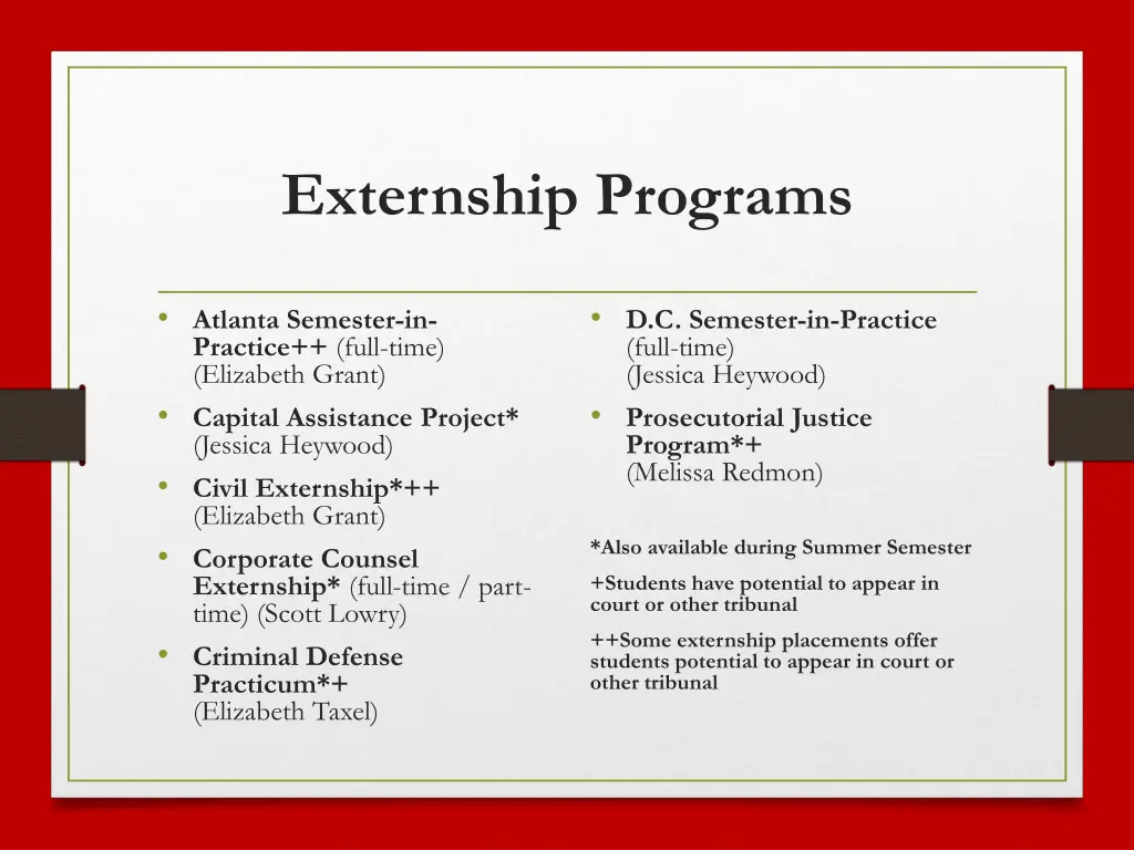 externship programs