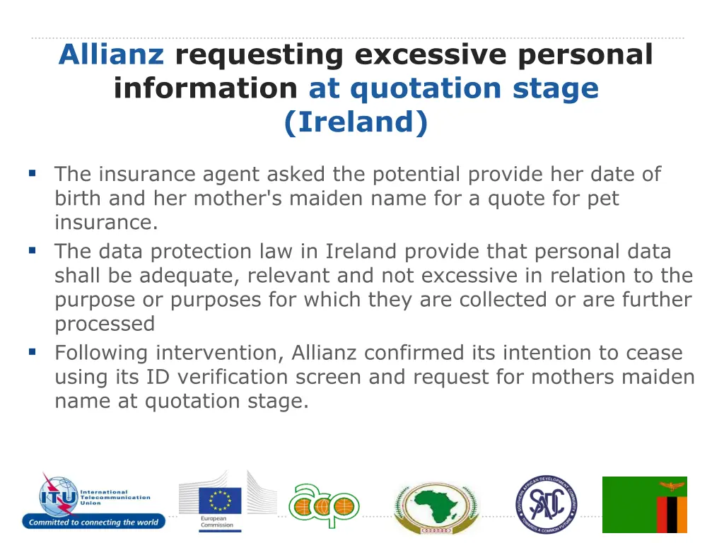 allianz requesting excessive personal information