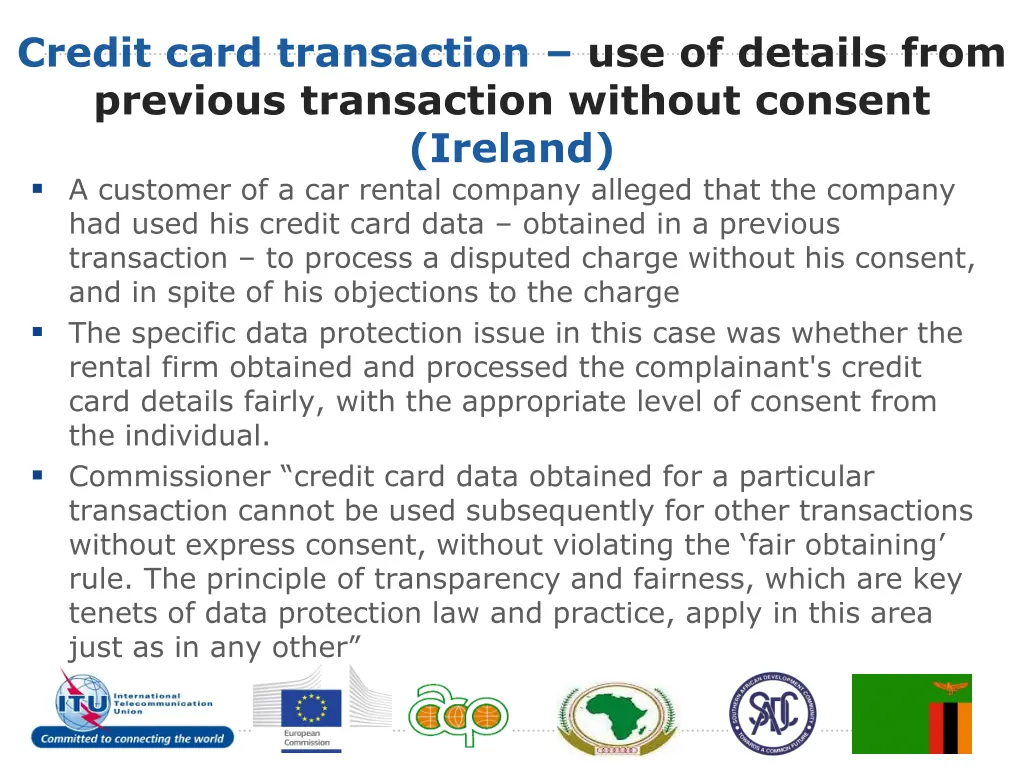 credit card transaction use of details from