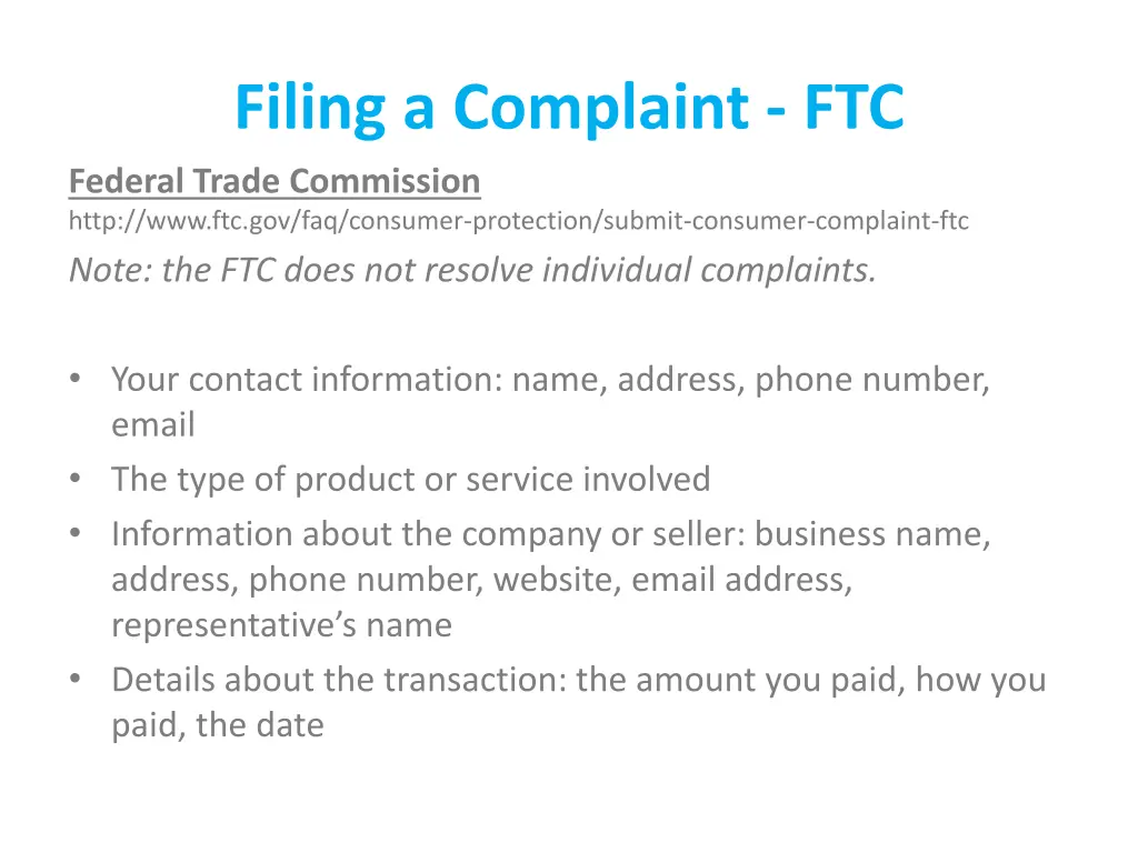 filing a complaint ftc federal trade commission