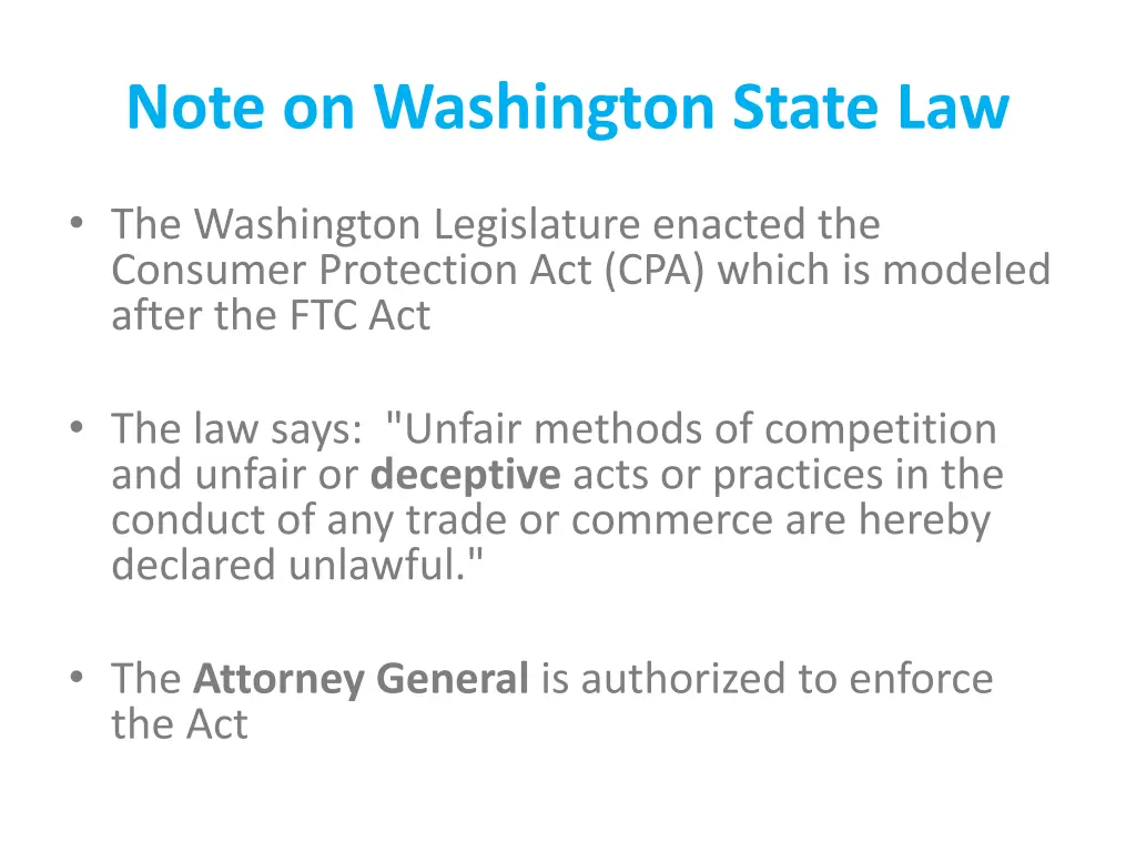 note on washington state law