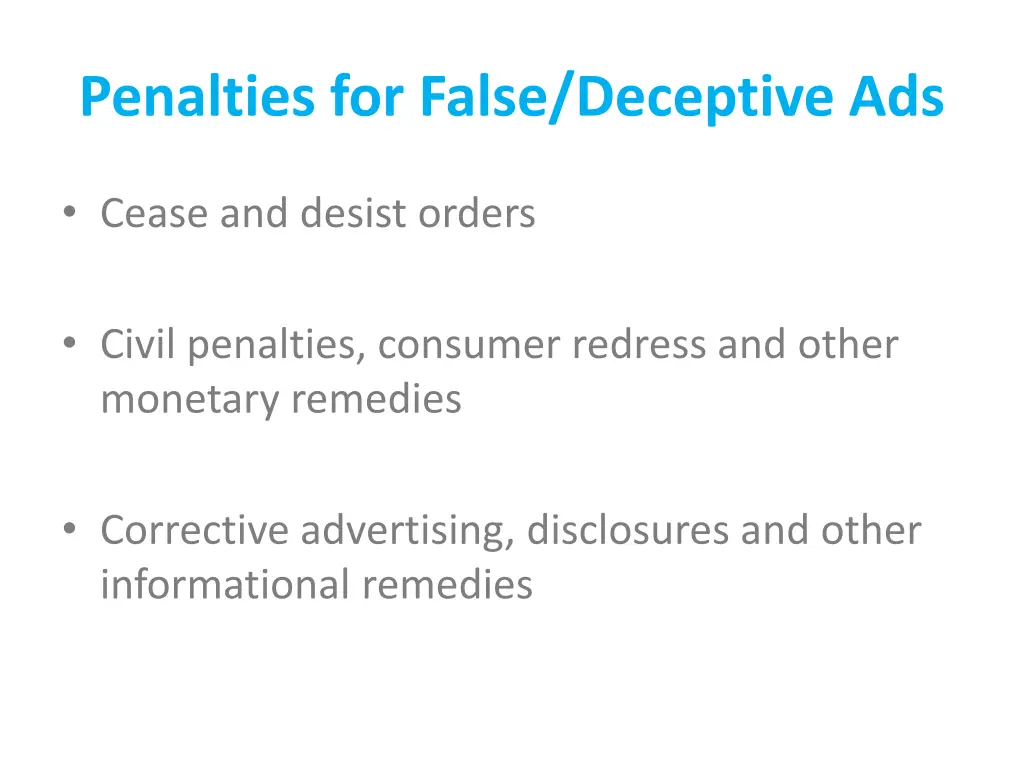 penalties for false deceptive ads