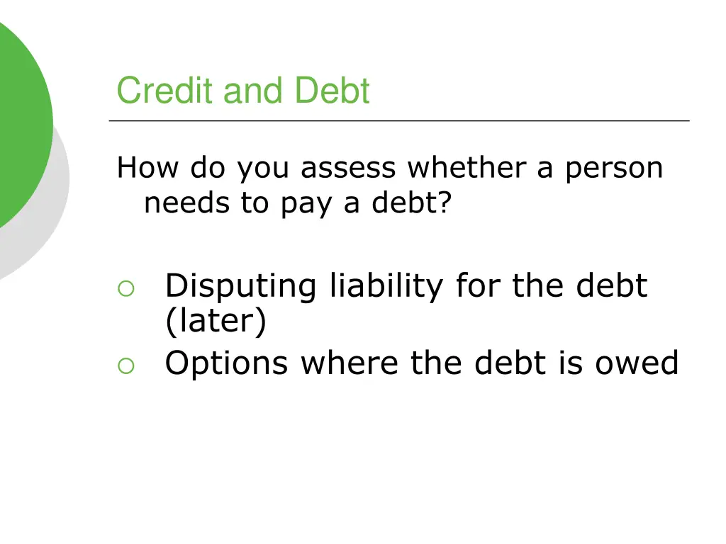 credit and debt