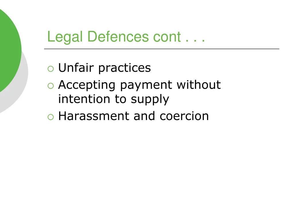 legal defences cont 1