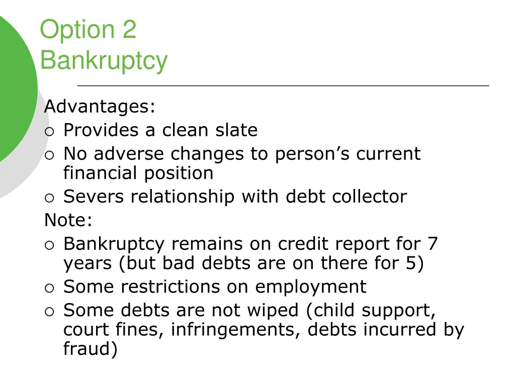 option 2 bankruptcy