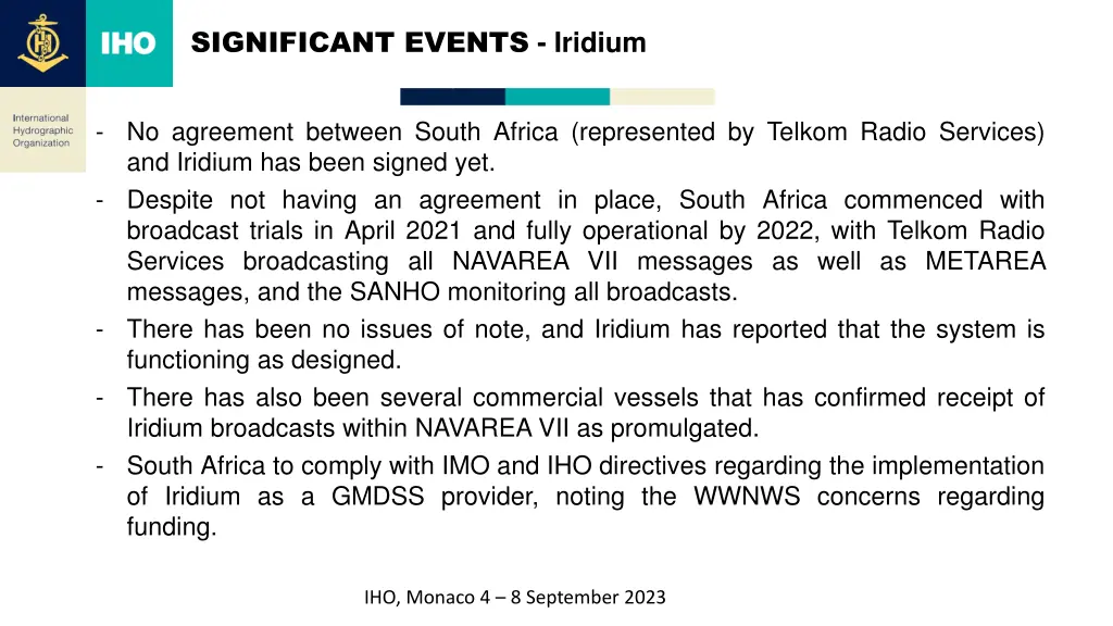 significant events iridium