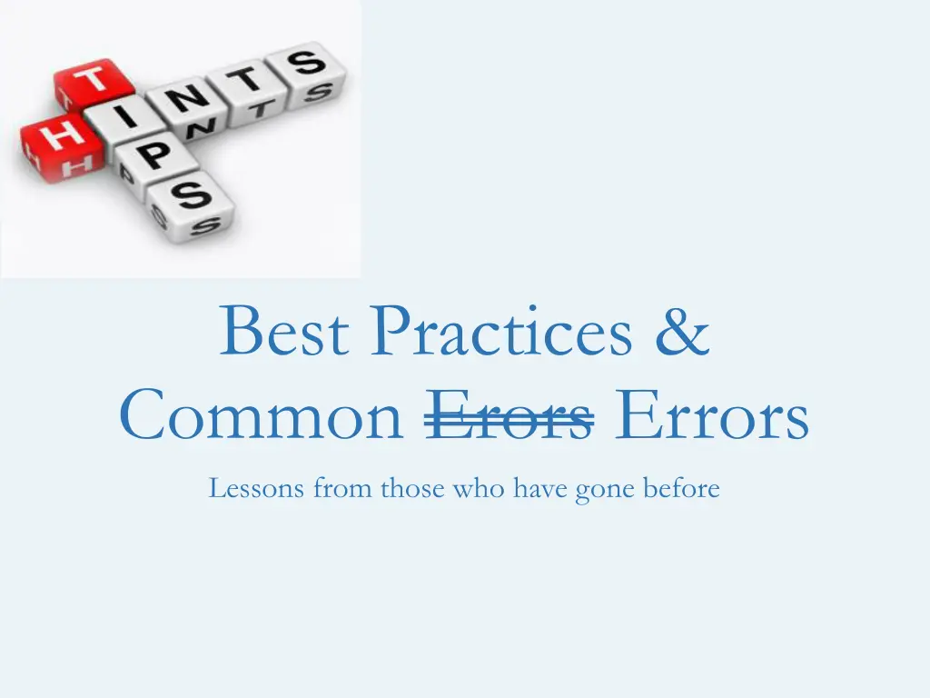 best practices common erors errors lessons from