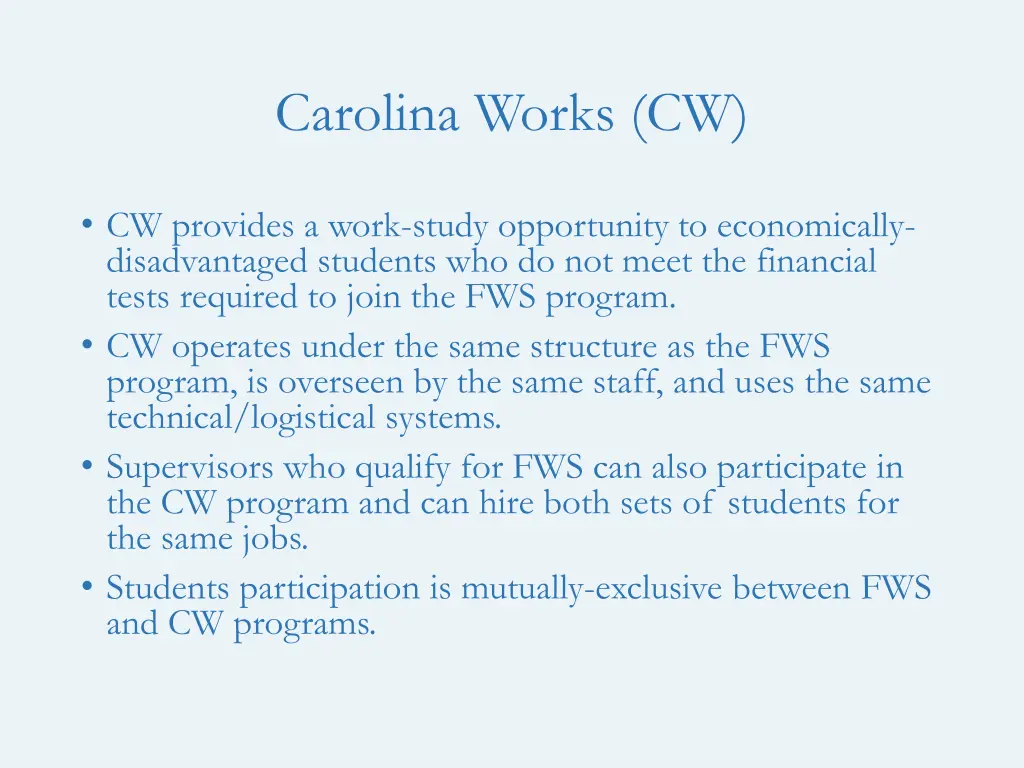 carolina works cw