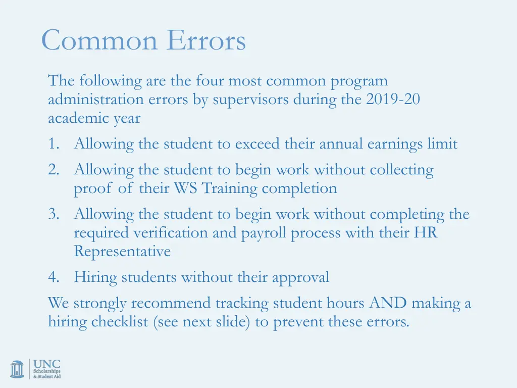 common errors