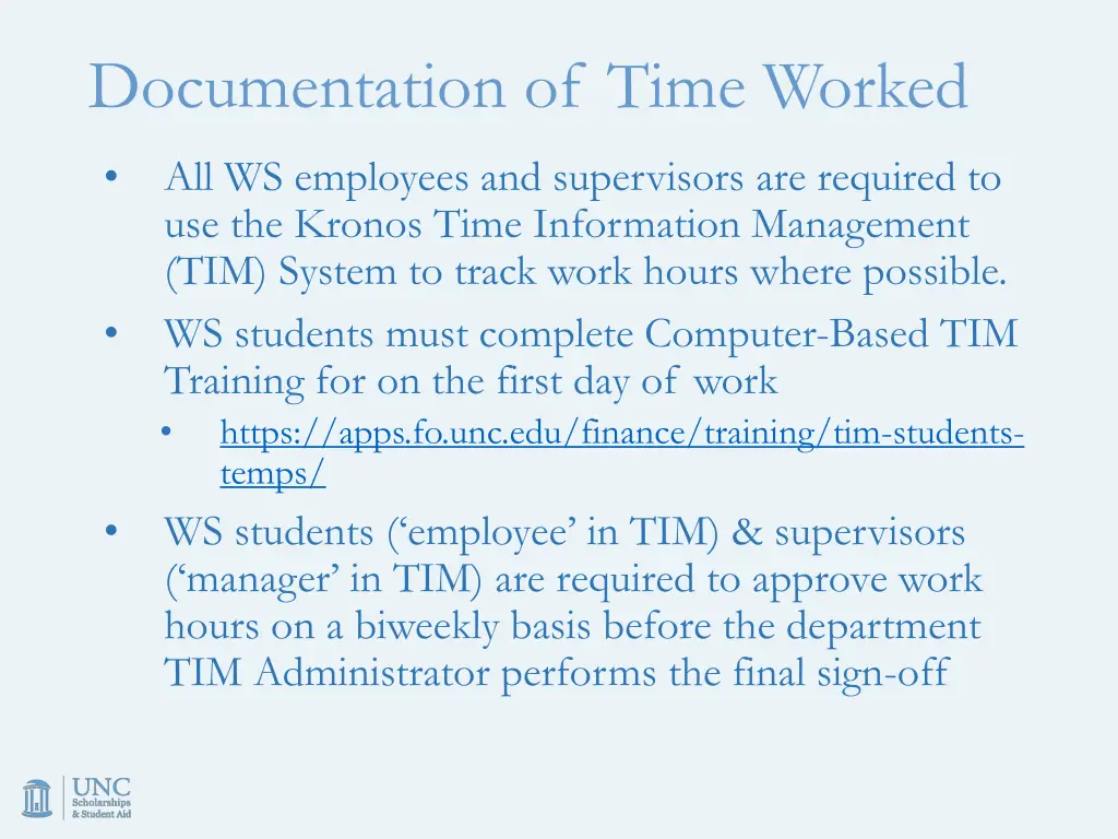 documentation of time worked