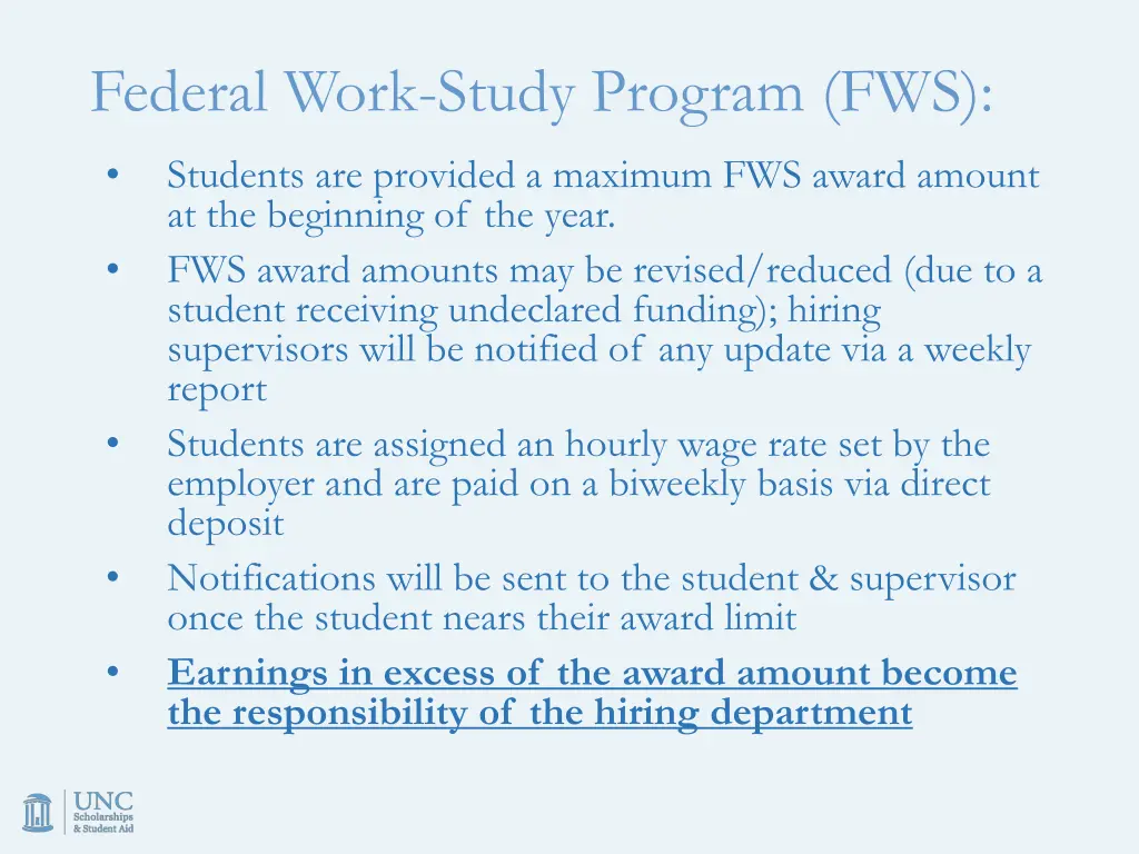 federal work study program fws 2