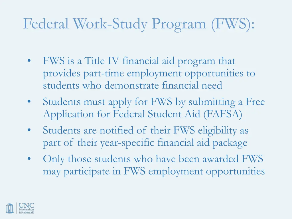 federal work study program fws