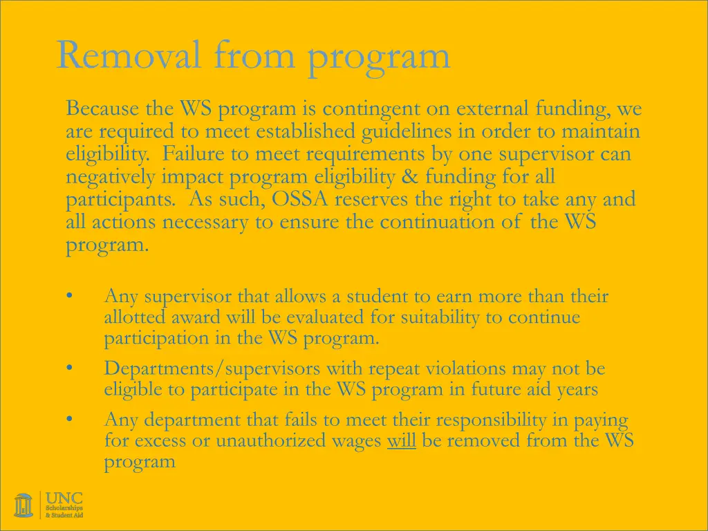 removal from program