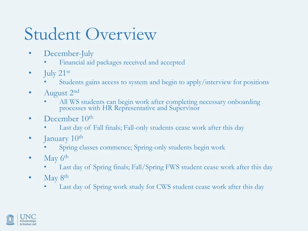 student overview