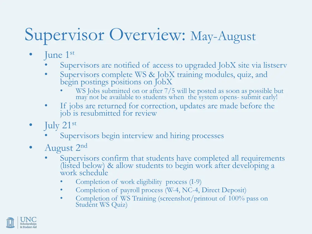 supervisor overview may august june