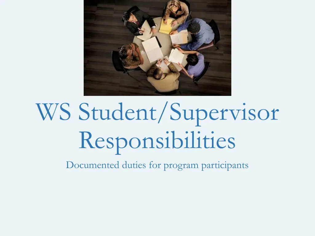 ws student supervisor responsibilities documented