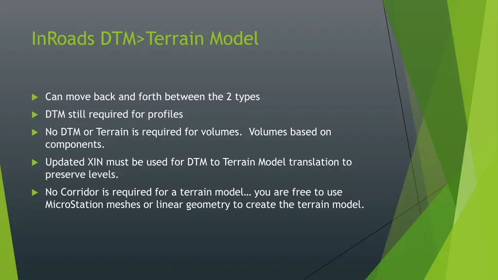 inroads dtm terrain model