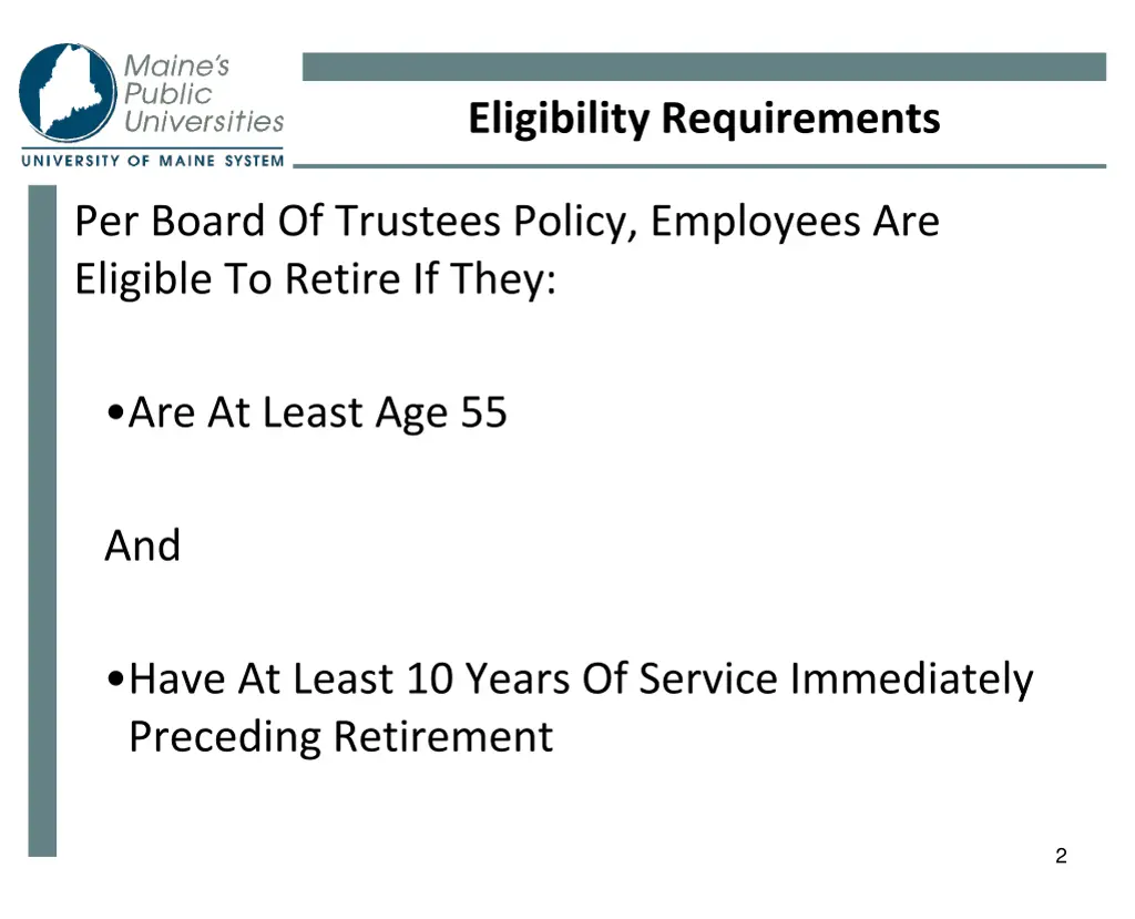 eligibility requirements