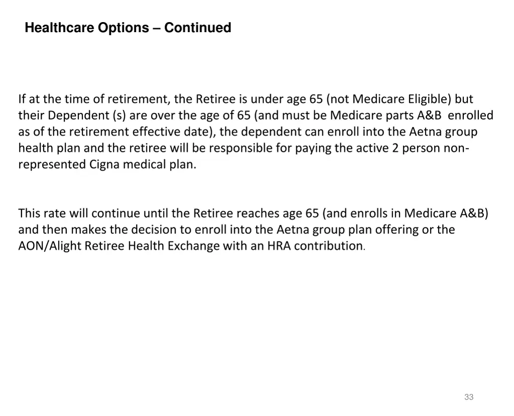 healthcare options continued