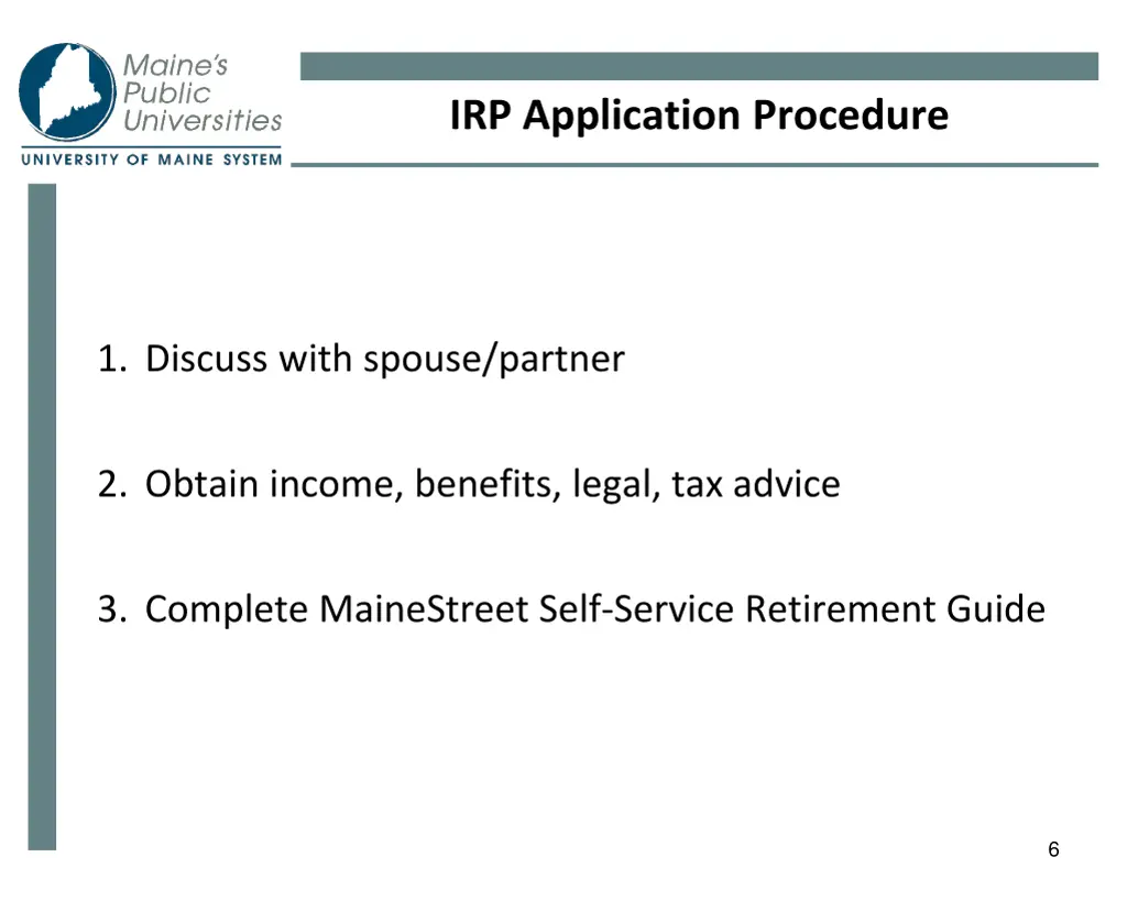 irp application procedure