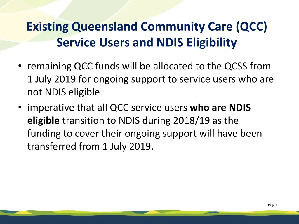 existing queensland community care qcc service