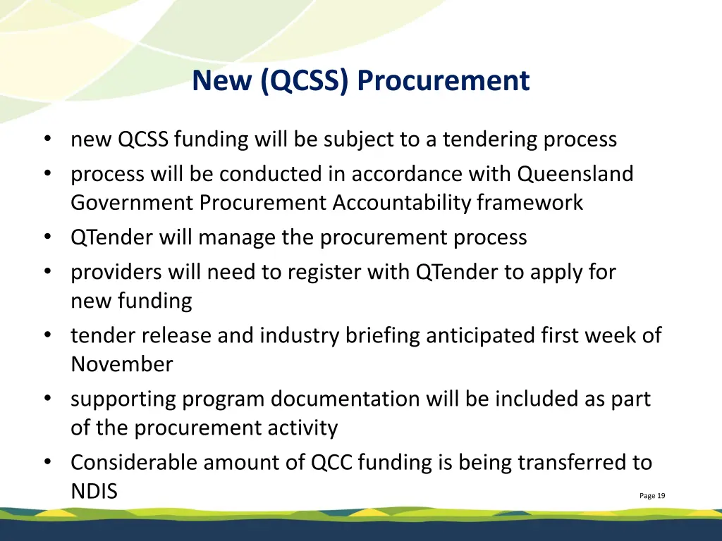 new qcss procurement