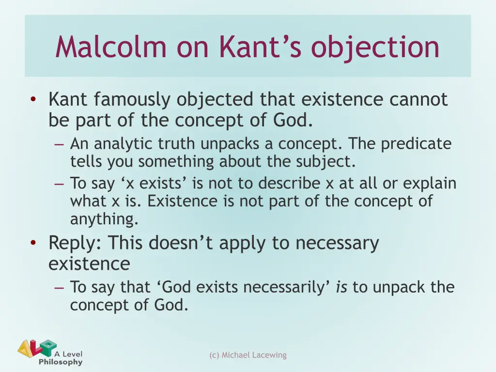 malcolm on kant s objection