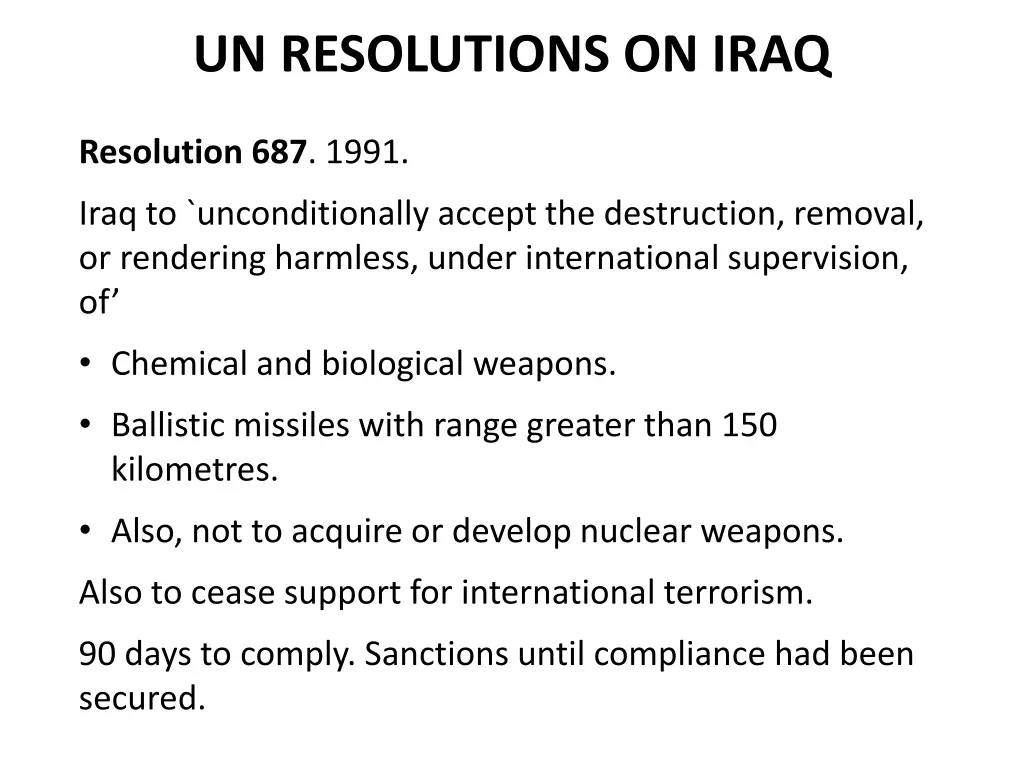 un resolutions on iraq 1