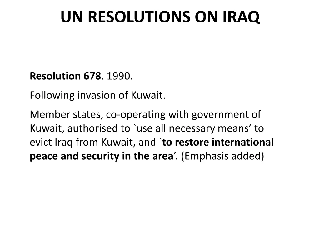 un resolutions on iraq