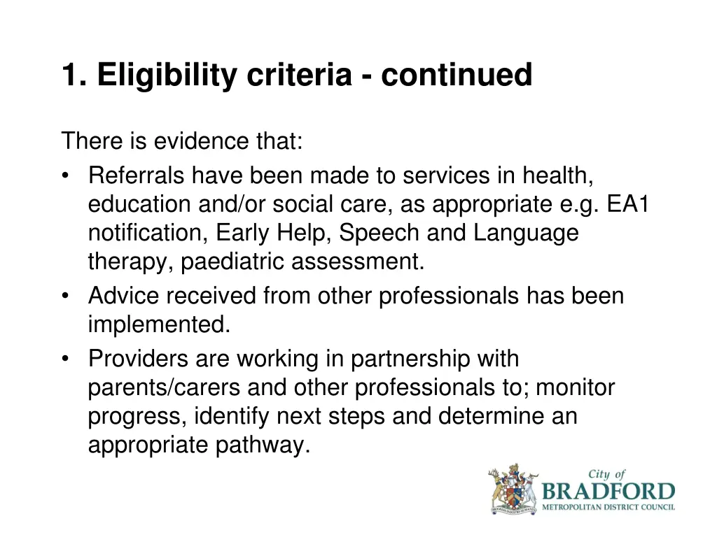 1 eligibility criteria continued 1