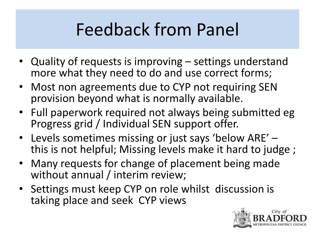 feedback from panel