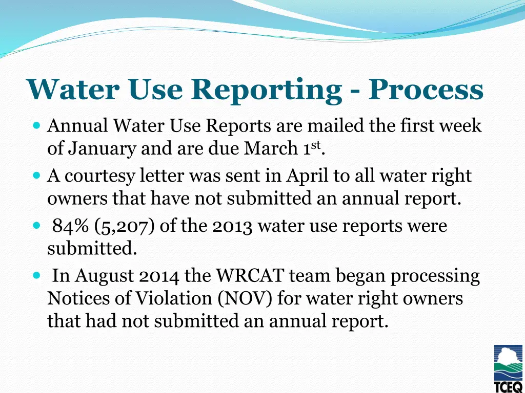 water use reporting process