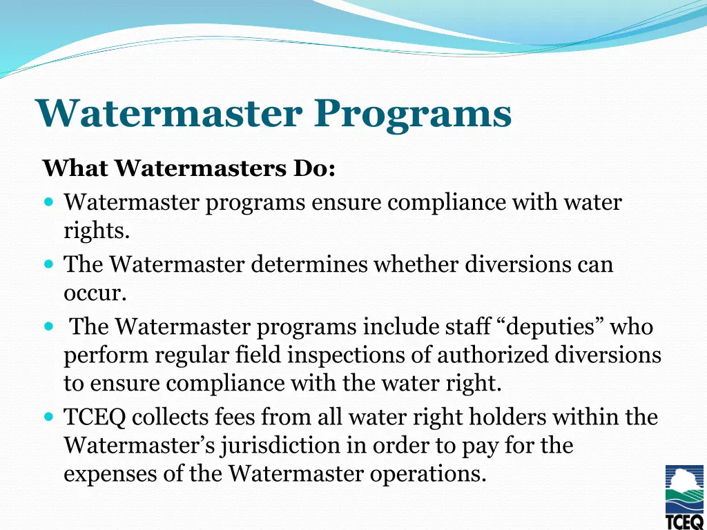 watermaster programs