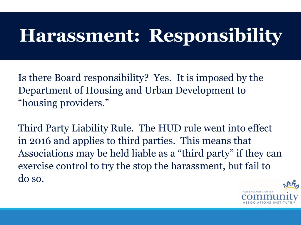 harassment responsibility