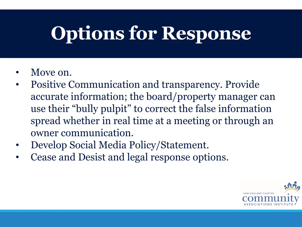 options for response