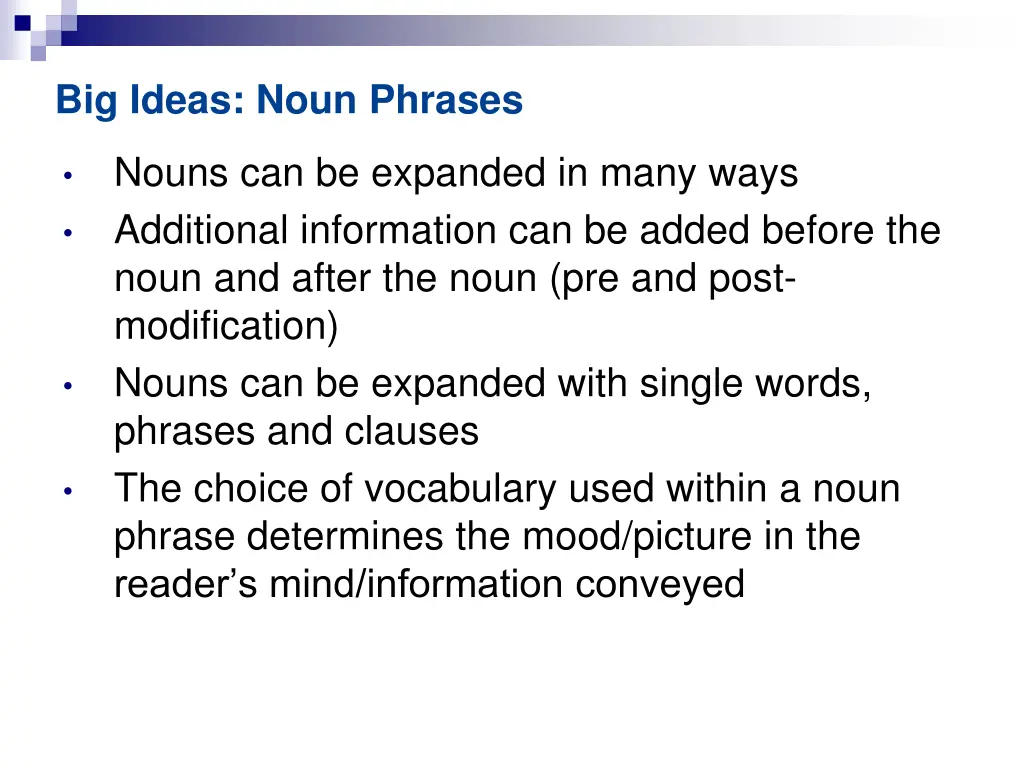 big ideas noun phrases